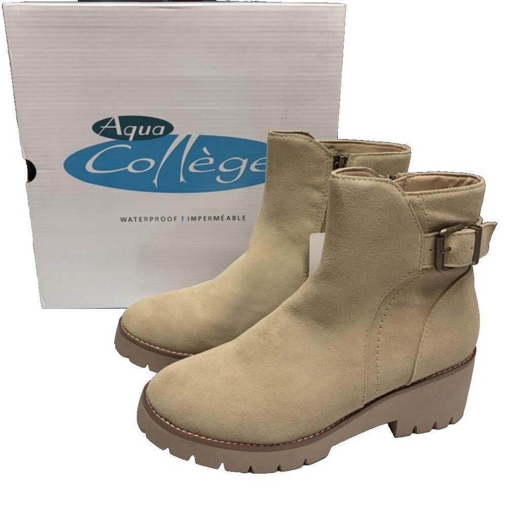 Aqua College Desiree Waterproof Zip Up Women’s Bootie Size 9.5 M Sand Color NIB